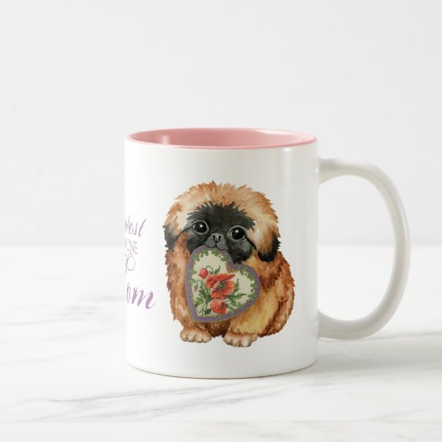 Caneca De Café Em Dois Tons Pekingese Heart Mãe (Direita)