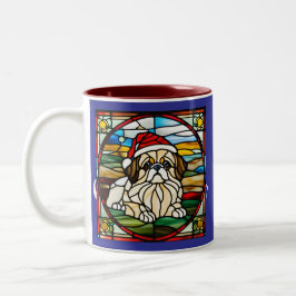 Caneca De Café Em Dois Tons Pekingese Natal - Vidro Mantido