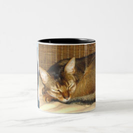 Caneca De Café Em Dois Tons Pele corado do gato Abyssinian