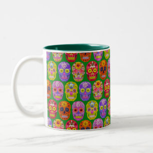 Caneca De Café Em Dois Tons Peles De Flor Padrão Sem Costura 2018