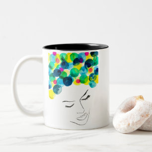 Caneca De Café Em Dois Tons Pêlos coloridos, cor d'água