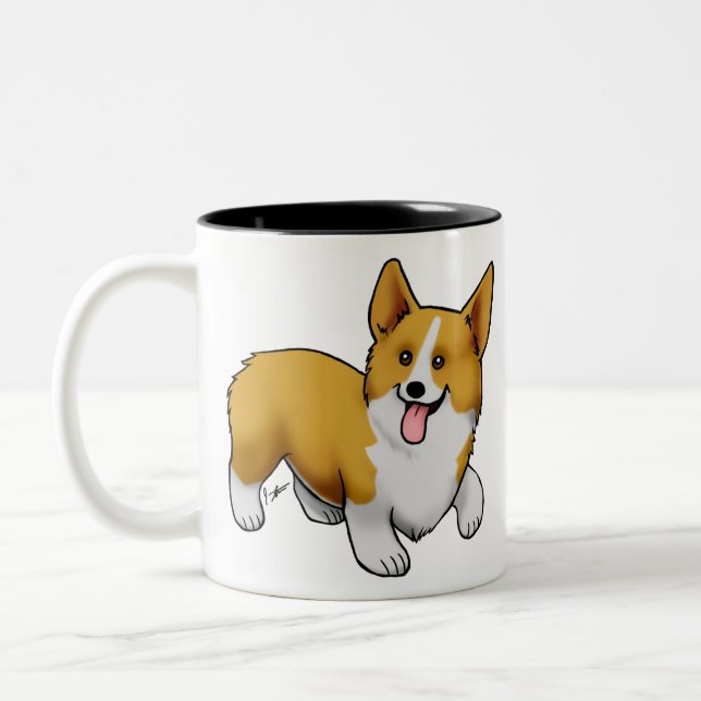 Caneca De Café Em Dois Tons Pembroke Welsh Corgi (Esquerda)