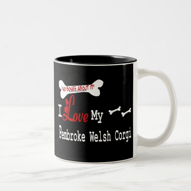 Caneca De Café Em Dois Tons Pembroke Welsh Corgi (I Love) (Direita)