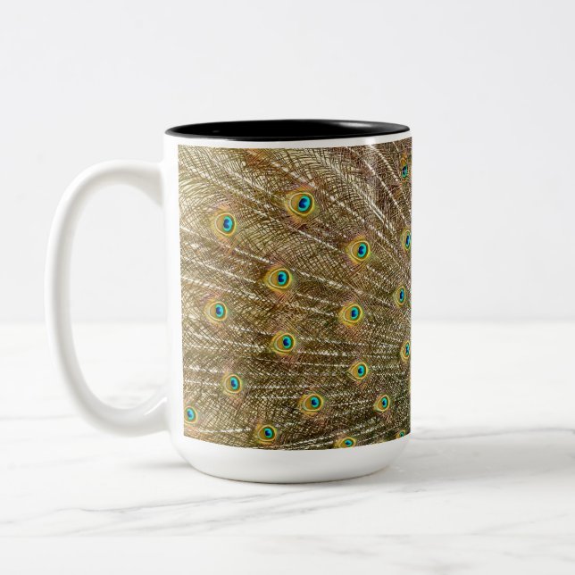Caneca De Café Em Dois Tons Penas da Cauda Peacock (Esquerda)