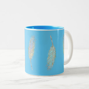Caneca De Café Em Dois Tons Penas de boho