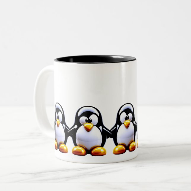 Caneca De Café Em Dois Tons Penguin Family Holding Hands (Frente Esquerda)