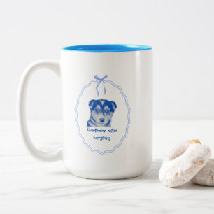Caneca De Café Em Dois Tons Pensadores Excessivos Notam Tudo Cachorro Fofo