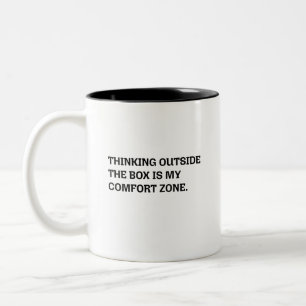 Caneca De Café Em Dois Tons Pensamento Fora da Caixa Zona de Conforto Criativo