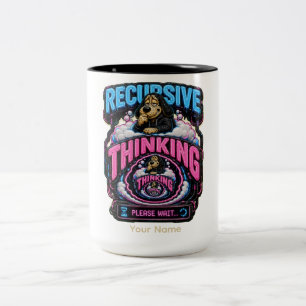 Caneca De Café Em Dois Tons Pensamento Recursivo Personalizado Engraçado Pensa
