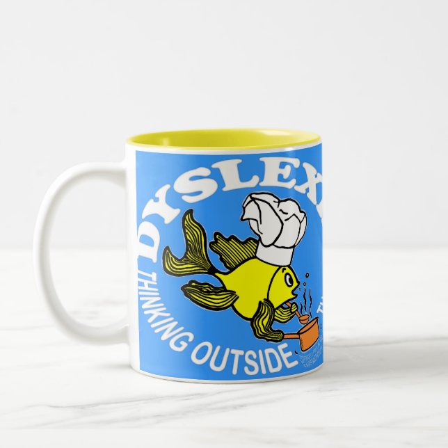 Caneca De Café Em Dois Tons Pensamento Sparky dos peixes do cozinheiro chefe (Esquerda)
