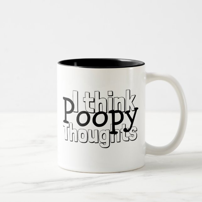 Caneca De Café Em Dois Tons Pensamentos Poopy (Direita)