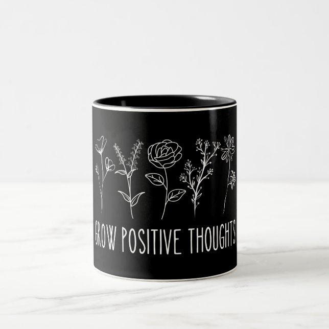 Caneca De Café Em Dois Tons Pensamentos Positivos Crescem Estética (Centro)