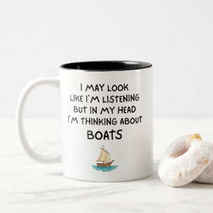 Caneca De Café Em Dois Tons Pensando em Barcos Divertidos à Vela