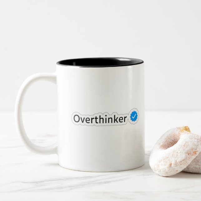 Caneca De Café Em Dois Tons pensativo (Com Donut)
