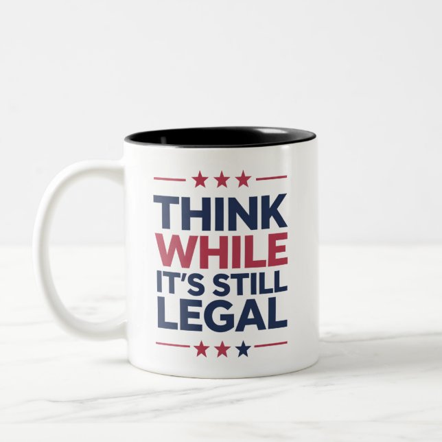 Caneca De Café Em Dois Tons Pense enquanto é um presente republicano legal (Esquerda)