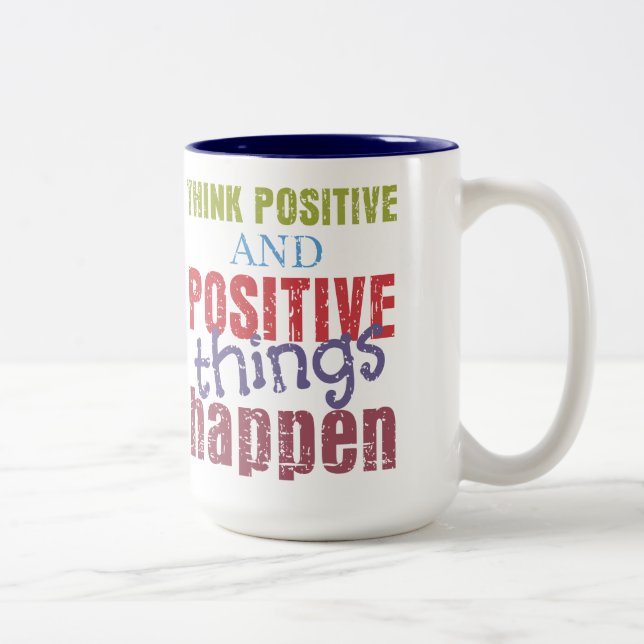 Caneca De Café Em Dois Tons Pense o positivo (Direita)