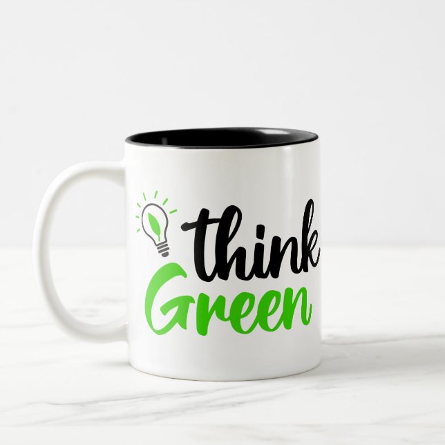 Caneca De Café Em Dois Tons pense verde (Esquerda)