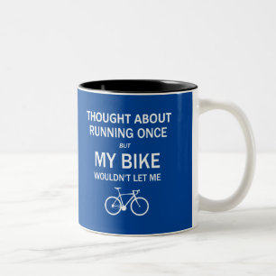 Caneca De Café Em Dois Tons Pensei em correr, mas a minha bicicleta não me de