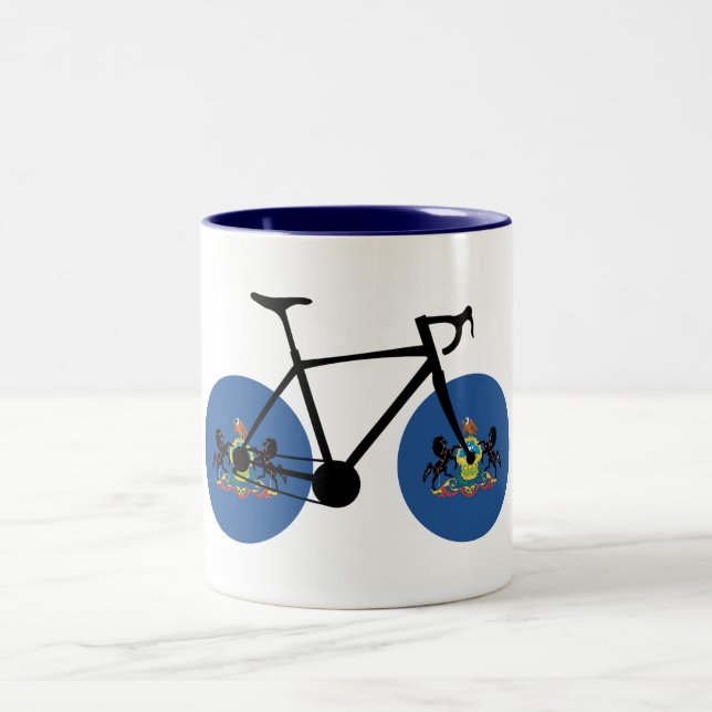 Caneca De Café Em Dois Tons Pensilvânia Flag Cycling (Centro)