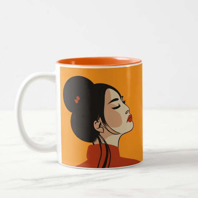 Caneca De Café Em Dois Tons penteados chineses (Esquerda)