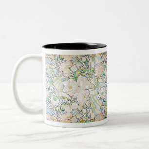 Caneca De Café Em Dois Tons Peônias de Alphonse Mucha