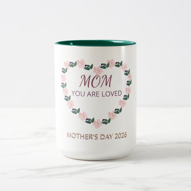 Caneca De Café Em Dois Tons Peony Heart Morning Joy for Mom (Centro)