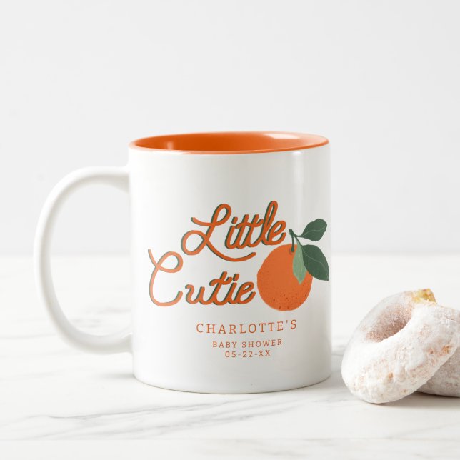 Caneca De Café Em Dois Tons Pequena Cutie Clementine Chá de fraldas Favorece M (Com Donut)