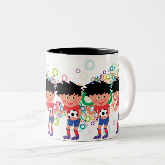Caneca De Café Em Dois Tons Pequena Estrela de Futebol: Crianças Esportivas do (Frente Esquerda)