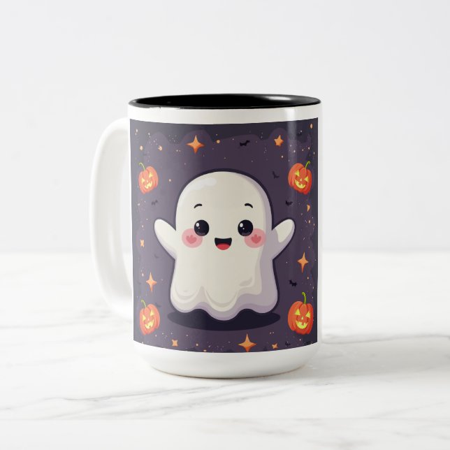 Caneca De Café Em Dois Tons Pequena Mug Fantasma (Frente Esquerda)