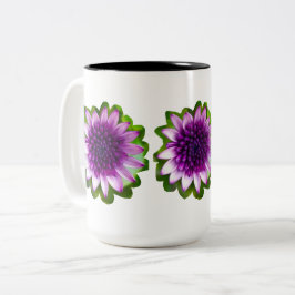 Caneca De Café Em Dois Tons Pequenas e belas flores roxas