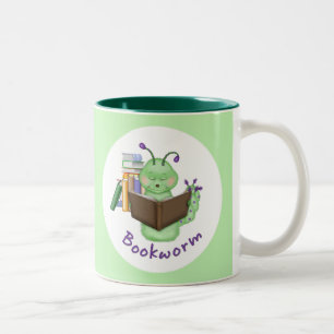 Caneca De Café Em Dois Tons Pequeno Bookworm Verde