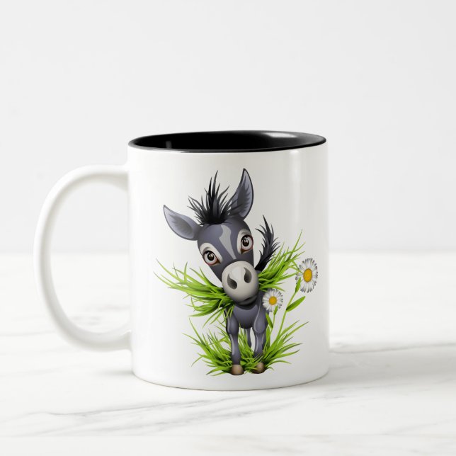 Caneca De Café Em Dois Tons Pequeno burro de cinza (Esquerda)