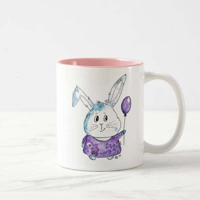 Caneca De Café Em Dois Tons Pequeno Coelhinho Branco Bonito (Direita)
