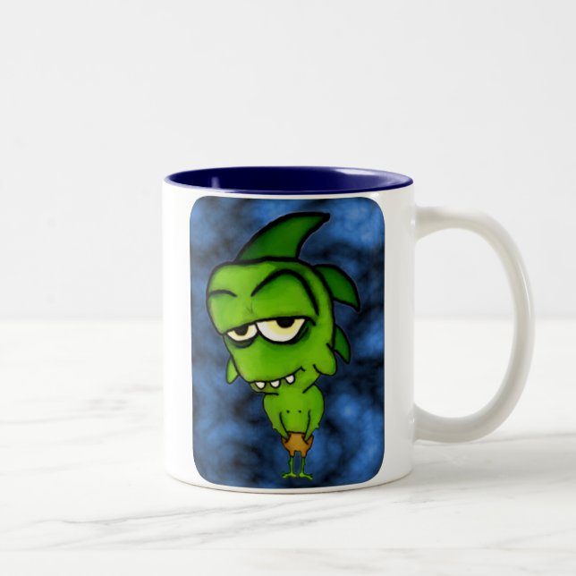 Caneca De Café Em Dois Tons Pequeno monstro verde (Direita)