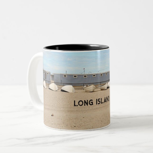 Caneca De Café Em Dois Tons Pequenos Barcos (Frente Esquerda)