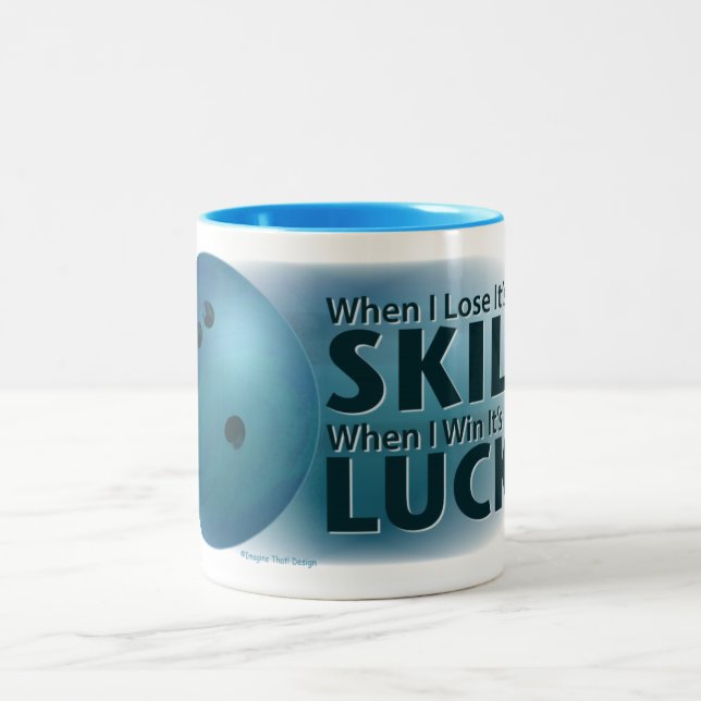 Caneca De Café Em Dois Tons Perder Skill Ganha Boliche Sorte Azul (Centro)