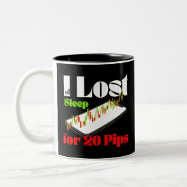 Caneca De Café Em Dois Tons Perdi Sono por 20 Pips – Camiseta Engraçada de Tra