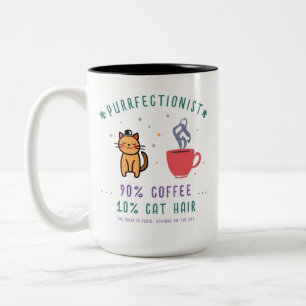 Caneca De Café Em Dois Tons Perfeccionista Amante de Gato de Café Citação Engr