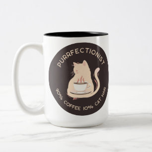 Caneca De Café Em Dois Tons Perfeccionista do Café e Amante de Gatos Citação D