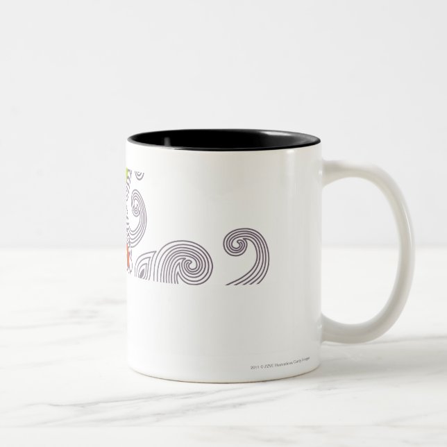 Caneca De Café Em Dois Tons Perfil lateral de um levantamento da mulher (Direita)