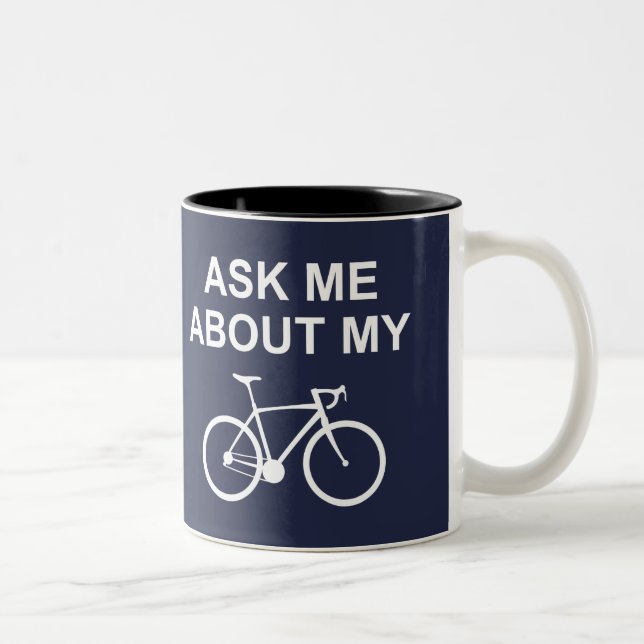 Caneca De Café Em Dois Tons Pergunte-Me Sobre A Minha Bicicleta (Direita)