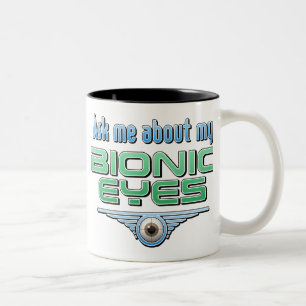 Caneca De Café Em Dois Tons Pergunte-me sobre meus olhos Bionic