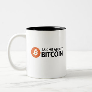 Caneca De Café Em Dois Tons Pergunte-me sobre o bitcoin