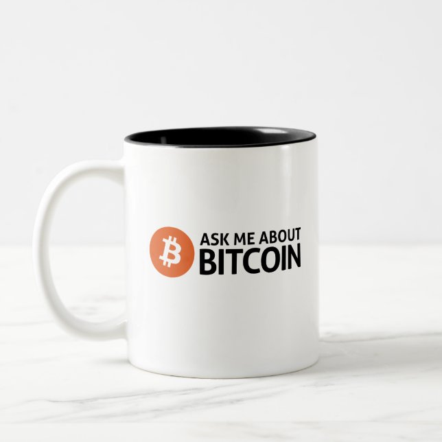 Caneca De Café Em Dois Tons Pergunte-me sobre o bitcoin (Esquerda)