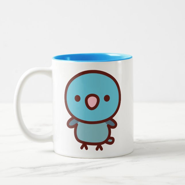 Caneca De Café Em Dois Tons Periquito-do-pacífico fêmea azul (Esquerda)