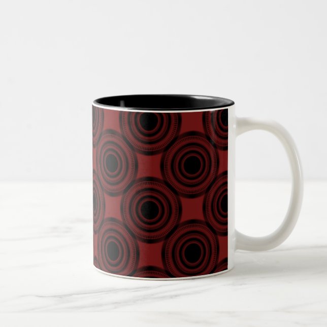 Caneca De Café Em Dois Tons Perna dos Círculos Trendy, Crimson (Direita)