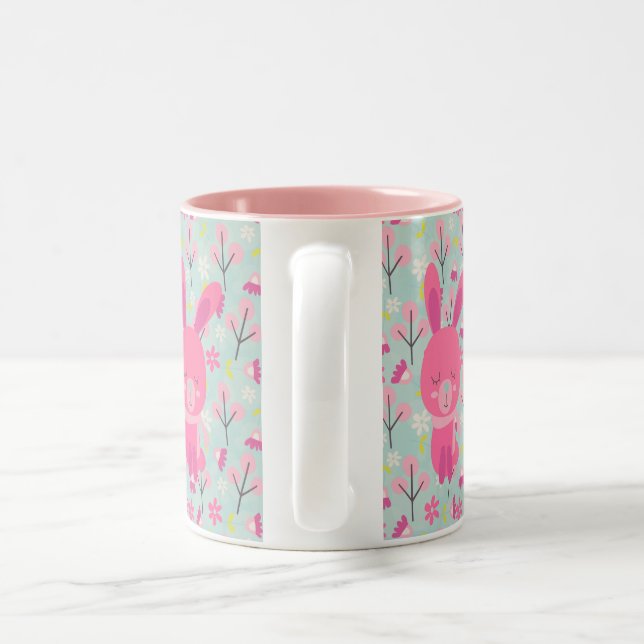 Caneca De Café Em Dois Tons Pernalas e Flores Rosa (Alça)