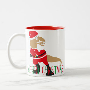 Caneca De Café Em Dois Tons personagem de dinossauros santa claus de renas ver