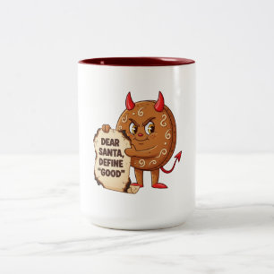Caneca De Café Em Dois Tons Personagem Divertido de Biscoito de Natal