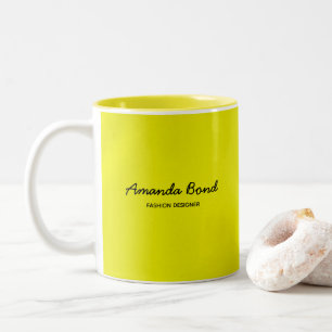 Caneca De Café Em Dois Tons Personalidade amarelo-sombra minimalista